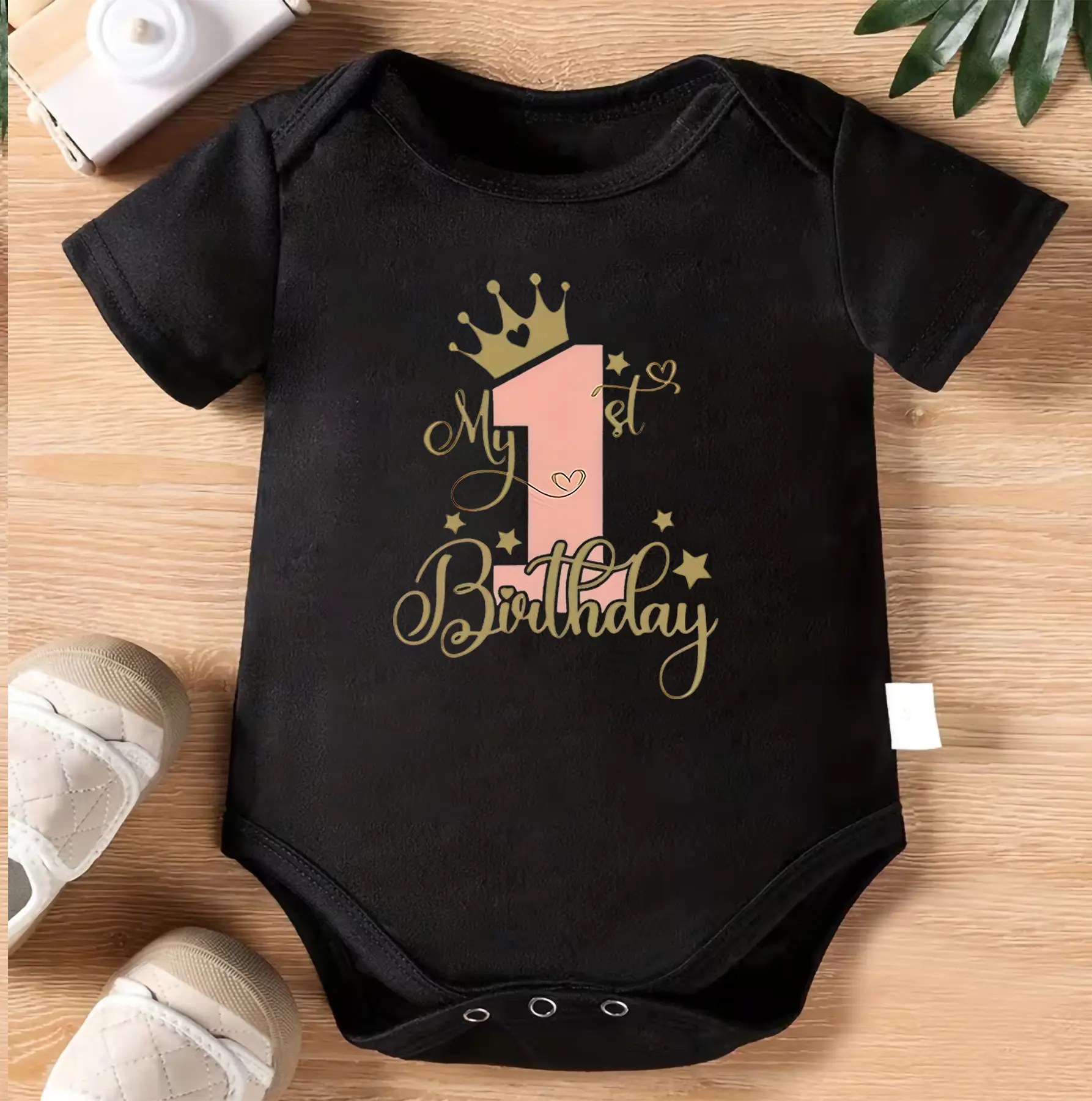 My 1st Birthday Baby Bodysuit | First Birthday Girl Onesie | Pink Gold Birthday Outfit | Baby Girl 1st Birthday Clothes | Princess Birthday Bodysuit | Cake Smash Outfit