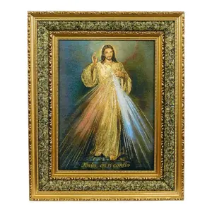 Divina Misericordia CUADRO Picture Frame Cushioned Tela Texture Tapestry Acolchonado Brand New Religious Decor Cloth Santo Catholic Divine Mercy