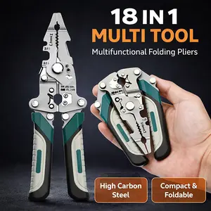 18 In 1 Folding Multi Tool With Wire Stripper Crimper And Pliers Made Of High Carbon Steel For Electricians DIY Repairs And Precision Wire Handling