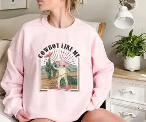 "Cowboy Like Me" Crewneck Sweatshirt, Frog Cowboy Sweatshirt, Funny Frog Sweater