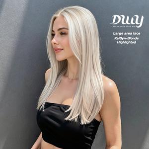 Kaitlyn -NEW!! DWY 13x4 Lace Front Free Part Linen Blonde Hand-Tied Top Middle Length Glueless Synthetic Wig for Women 20 Inches Natural Hairline