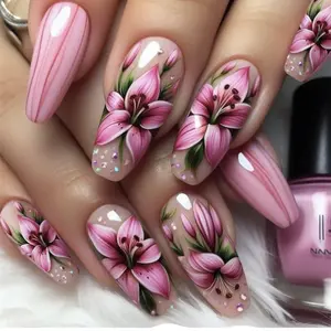 Floral Pattern Fake Nails with Nail File & Tape, Nail Art Tools, 24pcs Long Square False Nails for Women & Girls DIY Nail Art, Effortless Press on Nails Manicure Set, Fake Nails Kit, Nail Decor, Nail Art Supply, Nail Designs