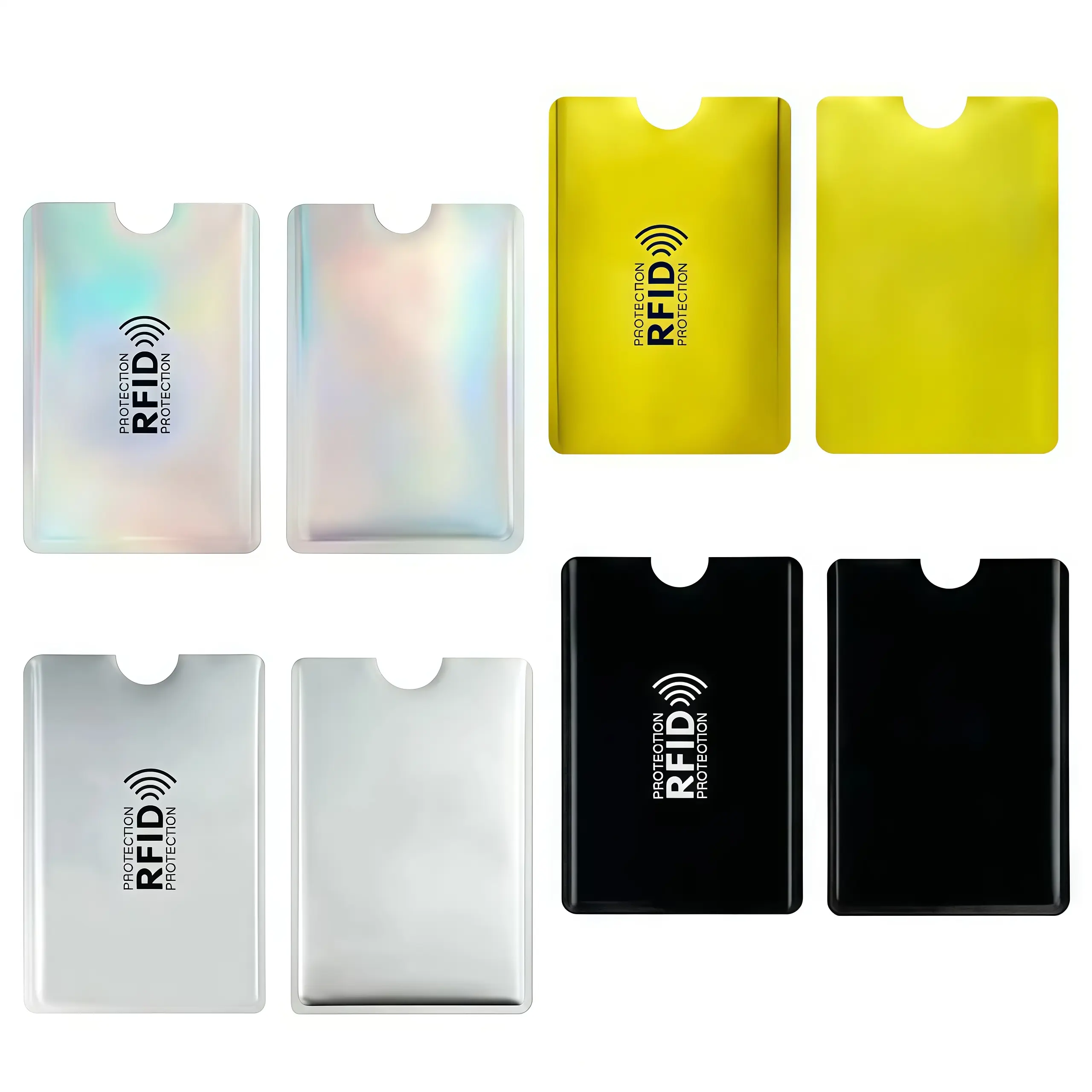 8pcs ultra-thin RFID card cover,holographic laser card protector,aluminum foil NFC card bag,multi-color anti swipe bracket,credit card identity protection cover, tourism bank card shield, ID card anti-theft brush cover, bus card anti demagnetization cover