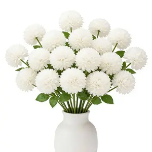 [Mother‘s Day Gift] Floweroyal 12pcs Artificial Chrysanthemum Ball Flowers Silk Hydrangea Bridal Wedding Bouquet for Home Garden Party Office Coffee House Decoration,Bridal Wedding Bouquet (Cream White) ﻿