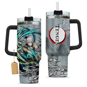 Demon Slayer Tengen Uzui 40oz Tumbler with Handle, Demon Slayer Tumbler, Anime Tumbler With Handle, Demon Slayer Fan Gift, Anime Stainless Steel Tumbler, Otaku Gift