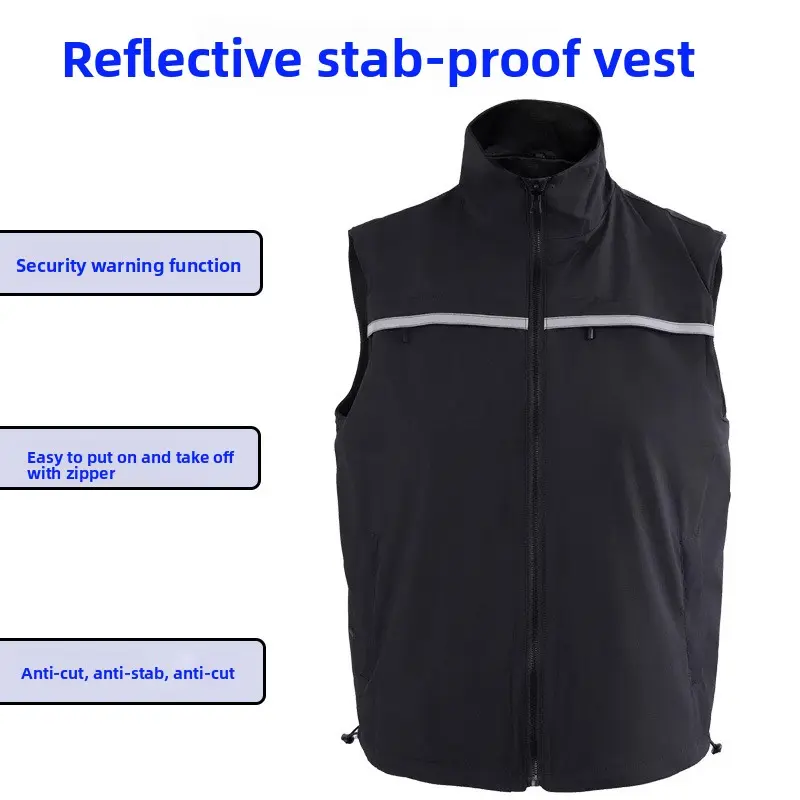 New Summer Reflective Anti-stab Security Vest with Convenient Vertical Zipper for Outings