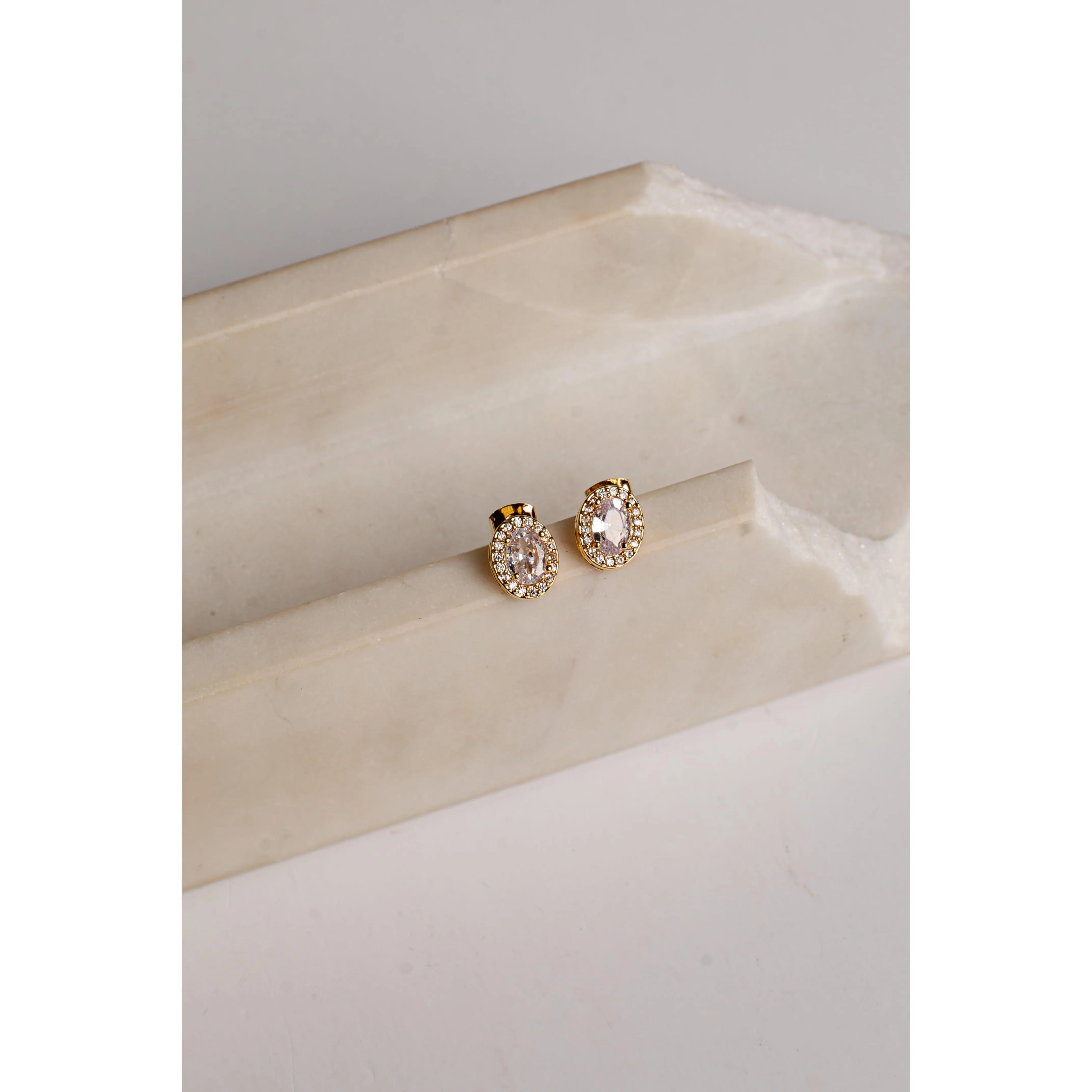 Lennon Gold Rhinestone Stud Earrings