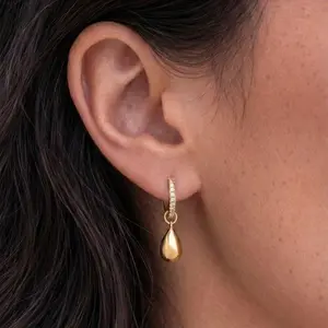 EVRY JEWELS Women's Gold or Silver Plated Hypoallergenic Shimmer Finish Tear Hoops Earrings, Hoop Jewelry, 2 per Pack, Waterproof Shine