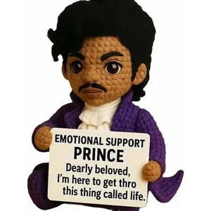 Emotional Support Prince Crochet Doll Handmade Comfort 3D Plush Collection Stuffed Animals Unique Appearance Soft Cozy Feel.
