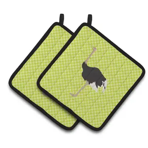 Carolines Treasures  Common Ostrich Green Pair of Pot Holders