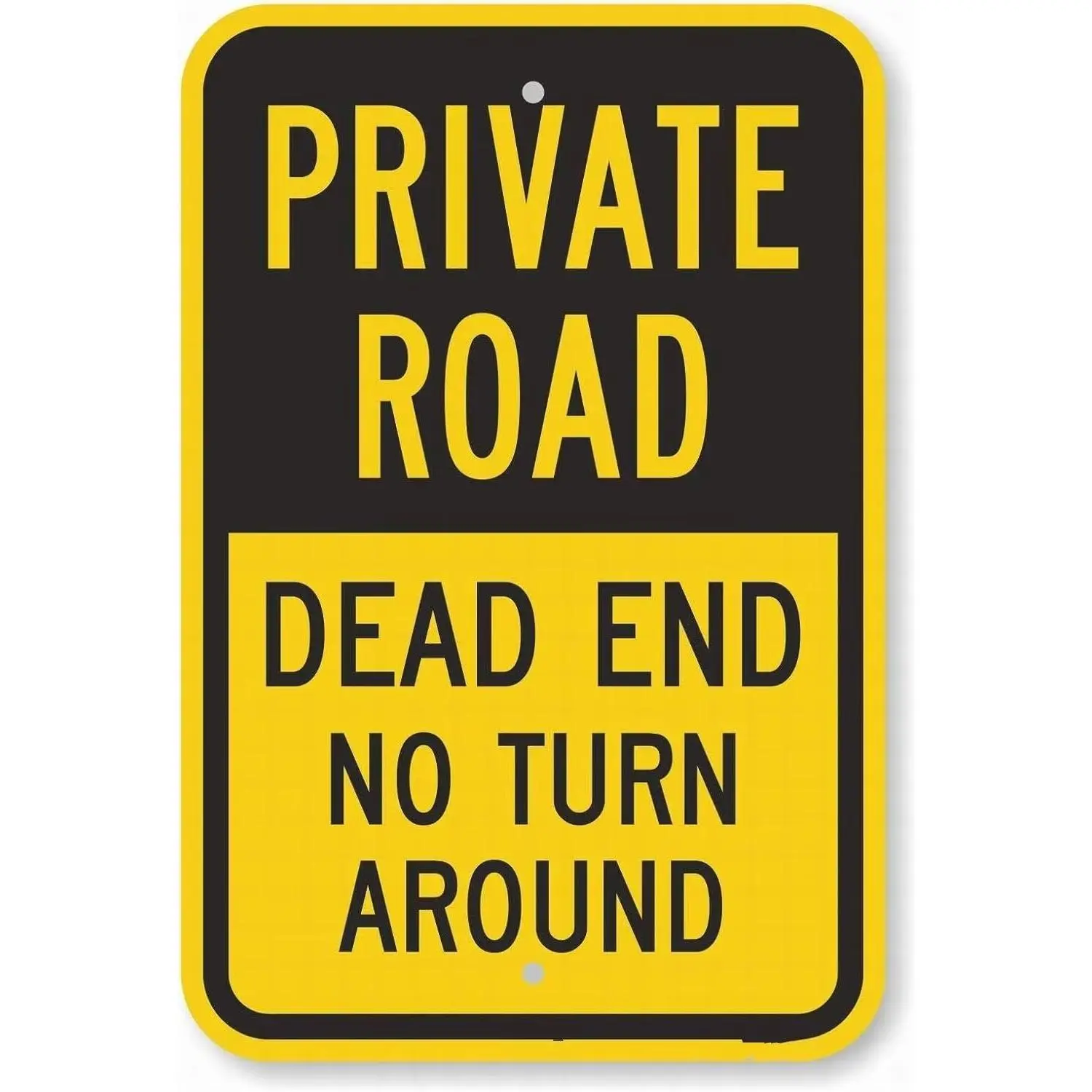 12x16 Inches Tin Metal-Steel Rectangular Road Warning Safety Sign - Private Road Dead End No Turn Around, Wall Hanging Wall Decor Plaque for Home Supplies