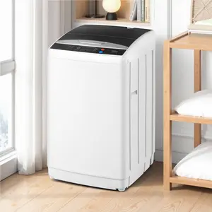 ROVSUN 17.8/25LBS Portable Washing Machine, Full-Automatic Electric Laundry Machine with Stainless Steel Drum, 110V Compact Washer, Washer and Dryer Combo with Drain Pump for Apartment, Dorms, RV, 400W