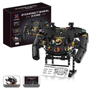 Technology Building Block Racing Steering Wheel Model Building Kit, Abs Plastic, Beautiful Mechanical Design, Colorful Buttons and Gears, Perfect Gift