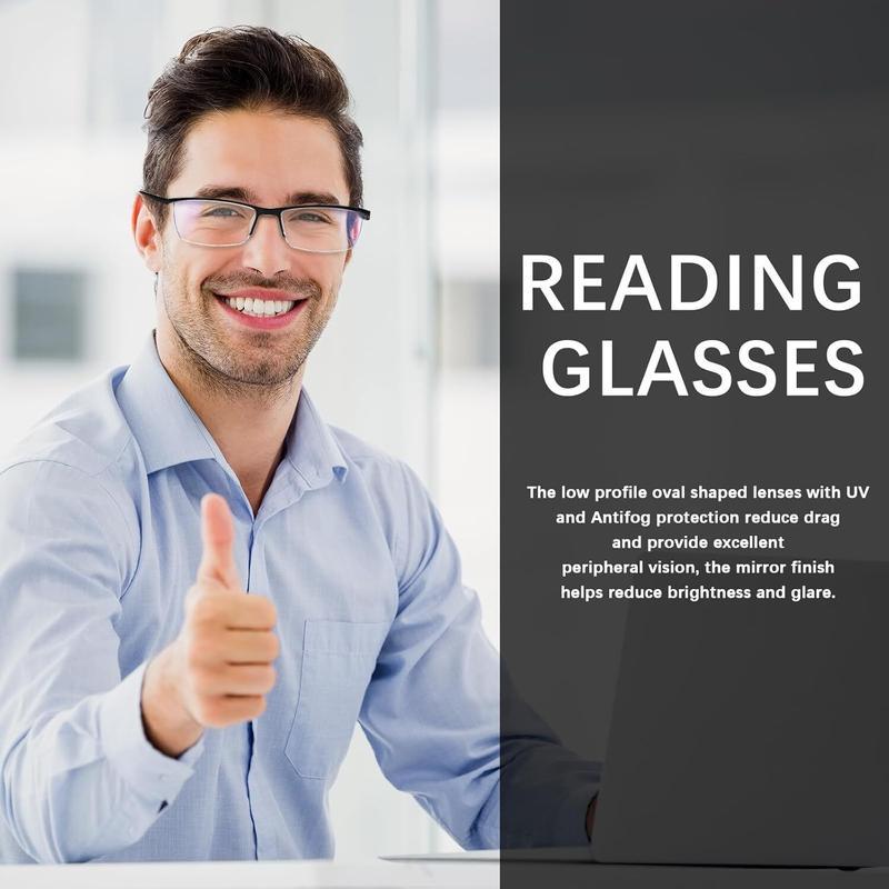 3 Pack Reading Glasses Men Blue Light Blocking Readers Half Rim Computer Eyeglasses with Spring Hinge Anti Eye Strain Business Style Comfortable Readers for Men Year-round Essential Birthday Christmas Gift for Dad Grandpa
