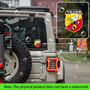 1PC treet Trendy Vintage Scooter Logo Sticker Stick on scooter bodies, this yellow & red contrast Vespa bee shield decor instantly has a vintage lovely vibe, Vespa enthusiasts can use it as a super atmospheric trendy decoration