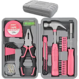 Tool Set 25pc Pink DIY Tool Kit for Women. Mini Tool Box Set of Starter Ladies Tools