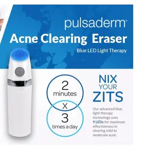 Pulsaderm Acne Blue Light Acne Clearing Eraser - Gentle Skincare Solution for Acne Treatment skin care Facial Cleansing Pack Storage