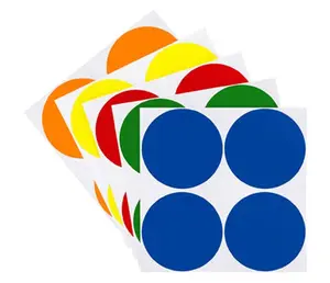 2" Removable Round Color Coding Sheeted Dot Kit (Primary): 100/Pack