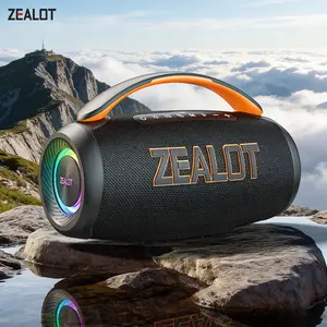 ZEALOT Portable Bluetooth Speaker, 60W Stereo Sound with DSP & EQ, IPX6 Waterproof, RGB Rhythmic Light, 8000mAh Battery, BT5.3 for Gym/Yoga/Party