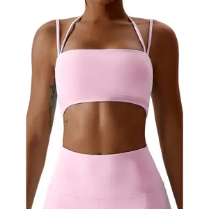 Sports & Outdoors ABOCIW Women's Workout Bandeau Sports Bras Padded Halter Bra Training Fitness Running Yoga Crop Tank Top