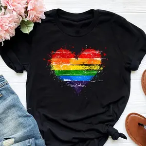 Pride Rainbow Heart T-Shirt LGBT Pride Month Shirt Casual Cotton for Men & Women Comfortable Everyday Wear Unique Gift Idea - Man, Menswear