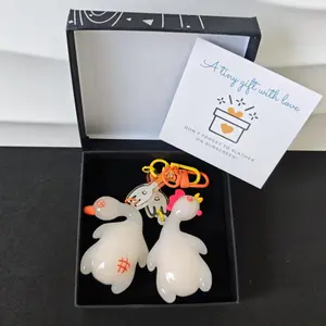 2PCS UV Color Changing Roast Duck Car Charm, Sun Sensitivity Reminder Pendant, Funny Rearview Mirror Decor, Cute Bag & Keychain Accessory Gift