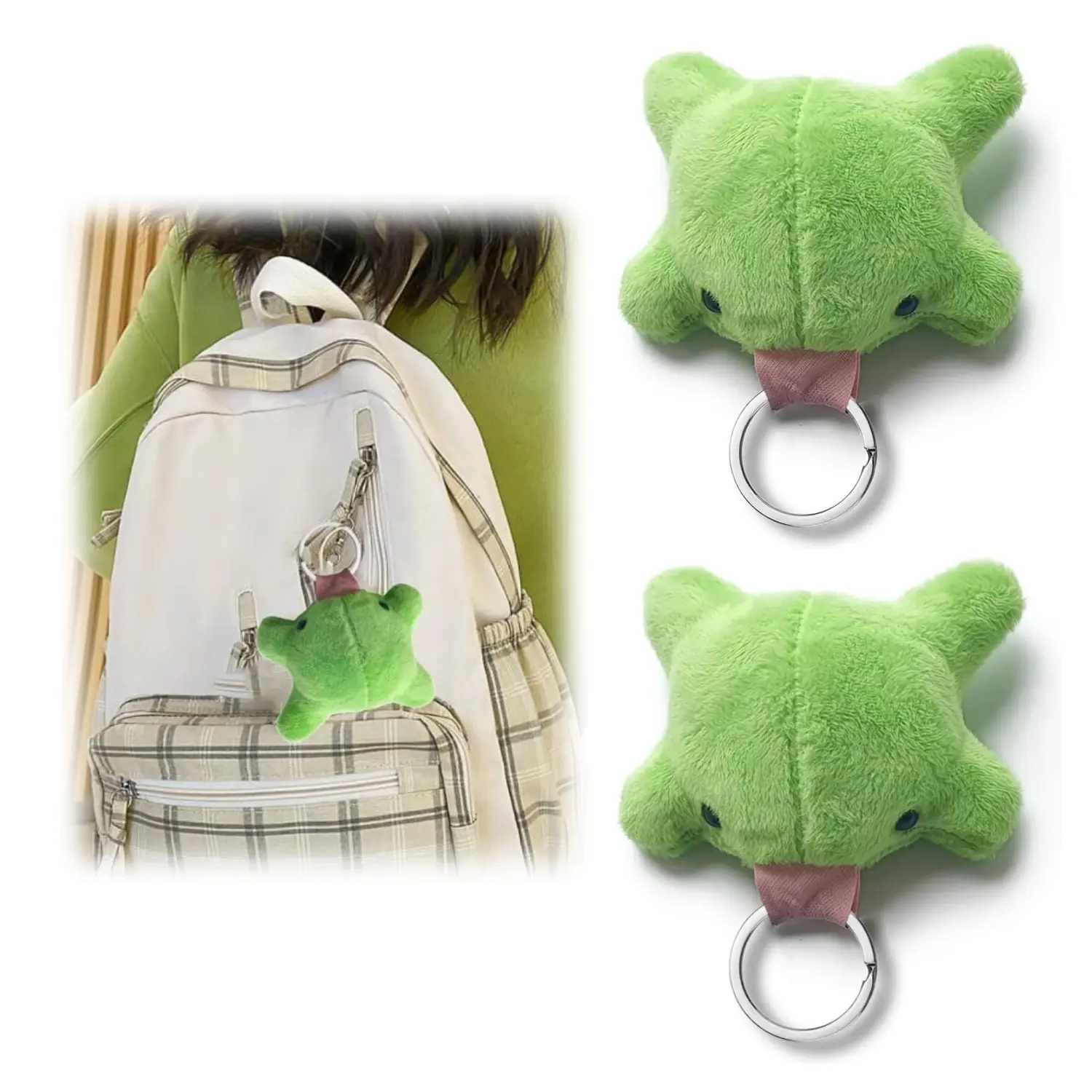 Plush Frog Keychain 2-Piece Set, Cute Cotton-Filled Animal Bag Charm with Tongue Loop for Women, Fun Birthday or Graduation Gift Idea, Birthday Gift Ideas, Mom Birthday Gifts