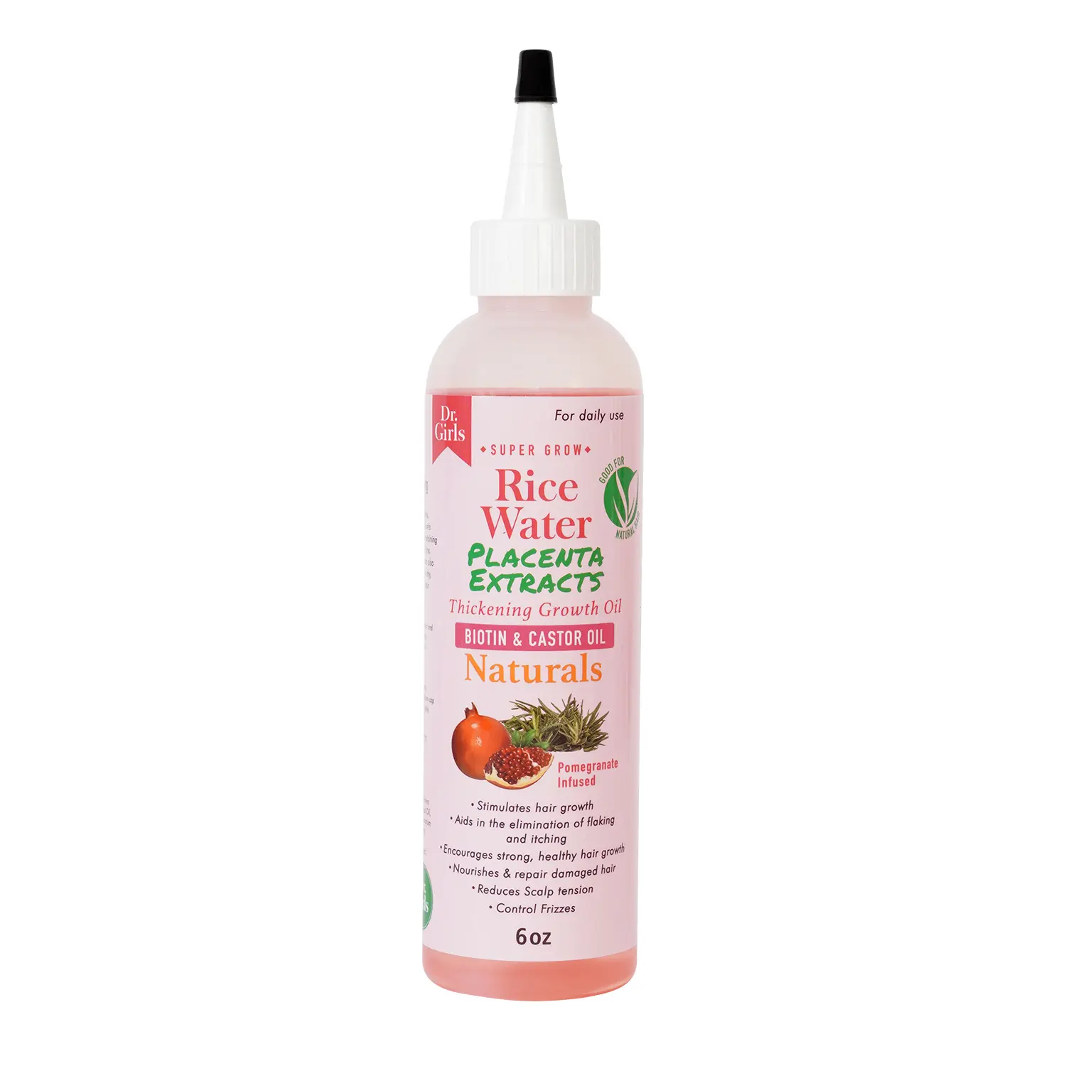 Dr.Girls Rice Water Hair Oil, 6oz Haircare Product - Natural Loss Treatment, Repair, Lightweight Frizz Control, Growth Support, Hair Growth, Natural Hair Oil