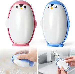 Reusable Gel Lint Roller - Washable Sticky Pet Hair Remover, Portable Mini Penguin Hair Cleaner Remover with Cover for Clothes & Pet Hair