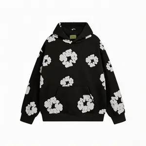 Denim Tears Men's Two-Piece Cotton Wreath Print Sweatsuit - Unisex Hoodie Couple's Style - Casual Street Hip-Hop Fashion Apparel