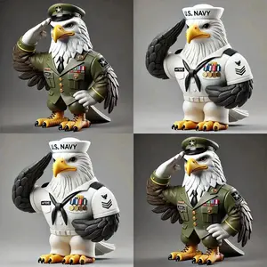 Eagle Soldier Resin Desktop Figurine, Tribute to Veterans Gift, Military Uniform Salute Design, Perfect Birthday Holiday Memorial Present