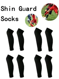 4 Pairs Sweating-absorbent Shin Guard Socks Calf Socks Breathable Knee Pads Calf Sleeves Wear-resistant Football Athletic Leg Protective Covers Sports Sleeve