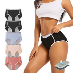 QOU Period Underwear seamless underwear, Womenswear Lingerie Heavy Flow High Waisted Menstrual Panties Teens Cotton Print Postpartum,Stretchy Panties,Women's Basic Letter underwear, ， underwear women Water Proof Athletic