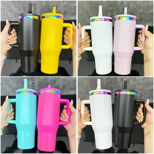 16pcs 40oz Rainbow Underneath Flip Straw Leak Proof Lid Quencher Tumblers USA Warehouse Tumblers Mugs Laser Engraving Drinkware Flasks