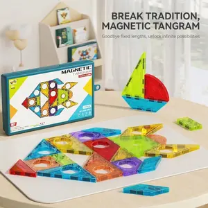 Magnetic Seven-Piece Puzzle DIY Fridge Magnets, Kids Magnetic Tiles Geometry Training, Animal Character Jigsaw Toy, Kindergarten Teaching Supplies