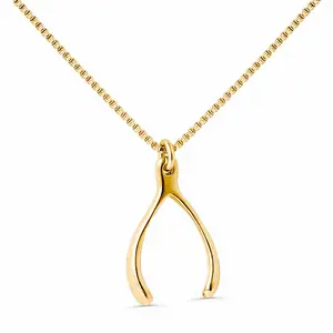 Lucky Wishbone Necklace - Gold Pendant with Chain