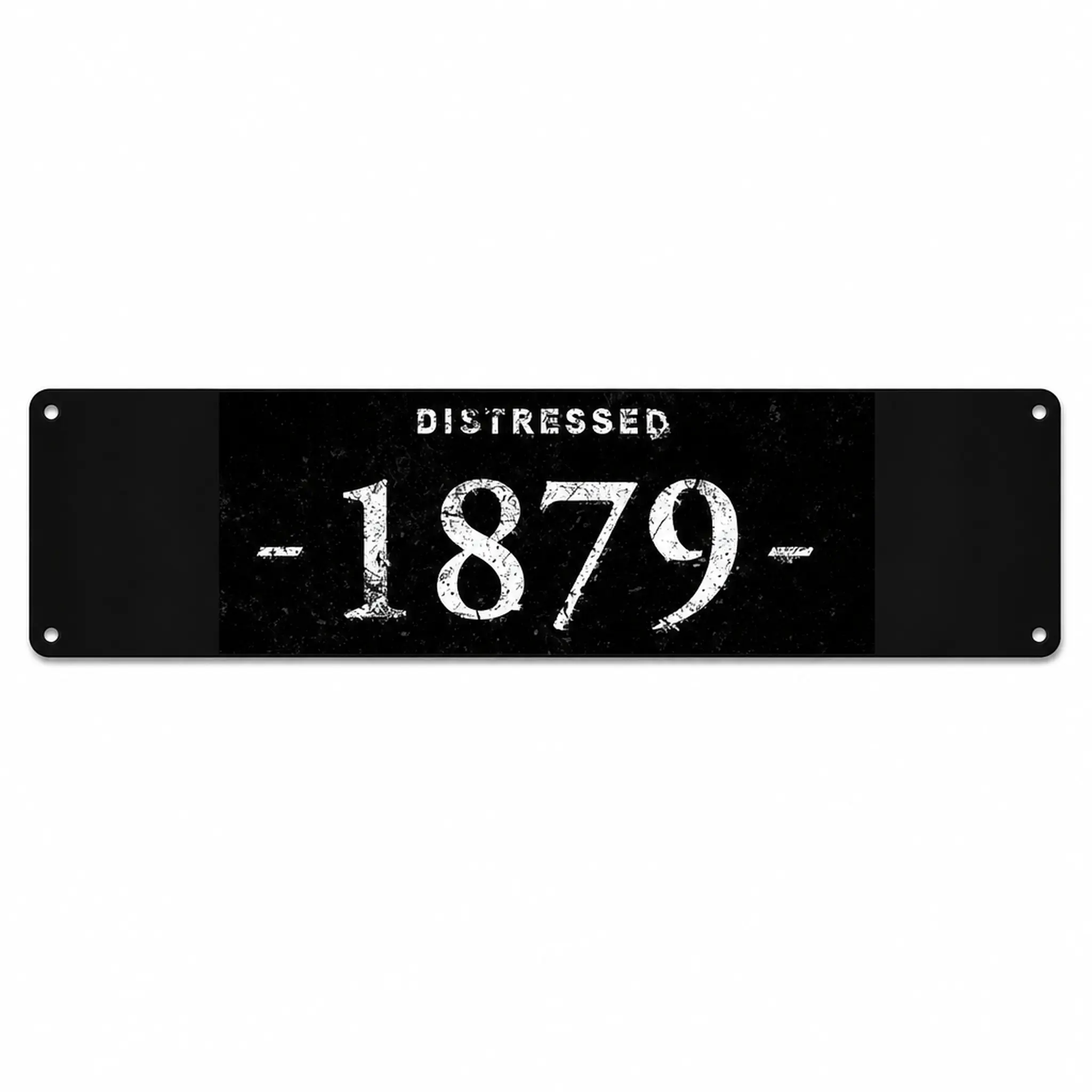 Distressed 1879 Grunge Letters Metal Wall Sign - Rectangular Metal Plate with Rounded Edges, Black Vintage Number Decorative Plaque with Mounting Holes, Kitchen Coffee Bar Decor