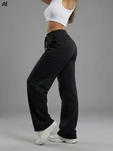 A1 Women's Comfy Lightweight Breathable Wide Leg Sweatpants High Waisted Drawstring Lounge Trousers Casual Loose Fit Baggy Joggers Athletic Workout Pants for Yoga Gym Everyday Wear
