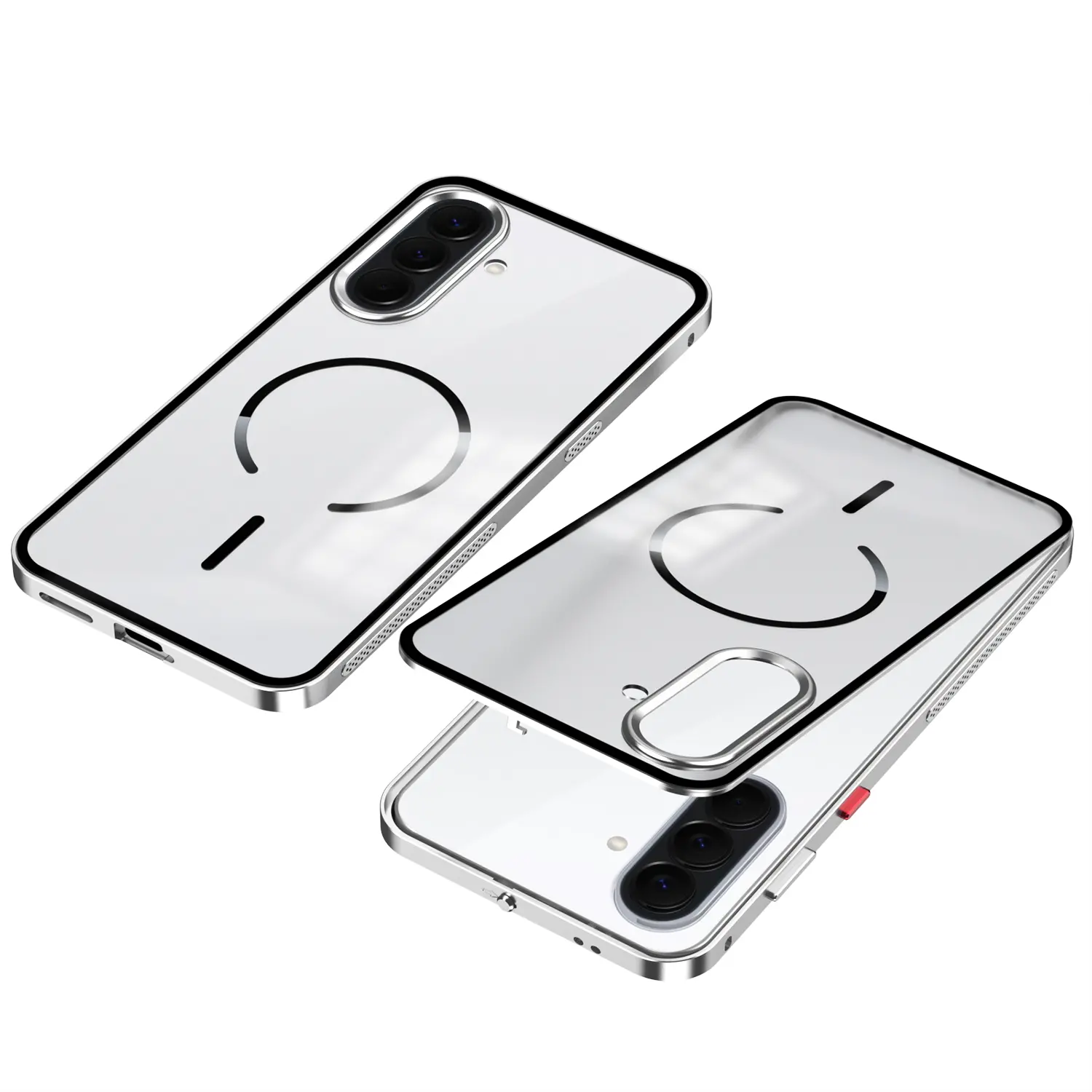Protective Heavy Duty Phone Case for Samsung Galaxy A37/A57 - Aluminium Alloy Frame with Buckle, Matte Smudge-Proof Stain-Resistant Polycarbonate Back, Built-In Magnetic Wireless Charging Ring, Shockproof Anti-Drop Mobile Accessory