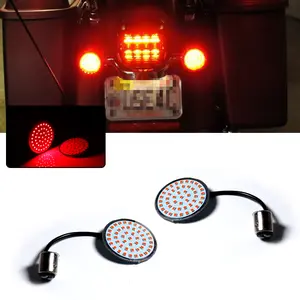 2psc Red 48-SMD-3030 LED Bullet 1157 Turn Signal Light Bulbs For Harley Touring Dyna Motorcycles