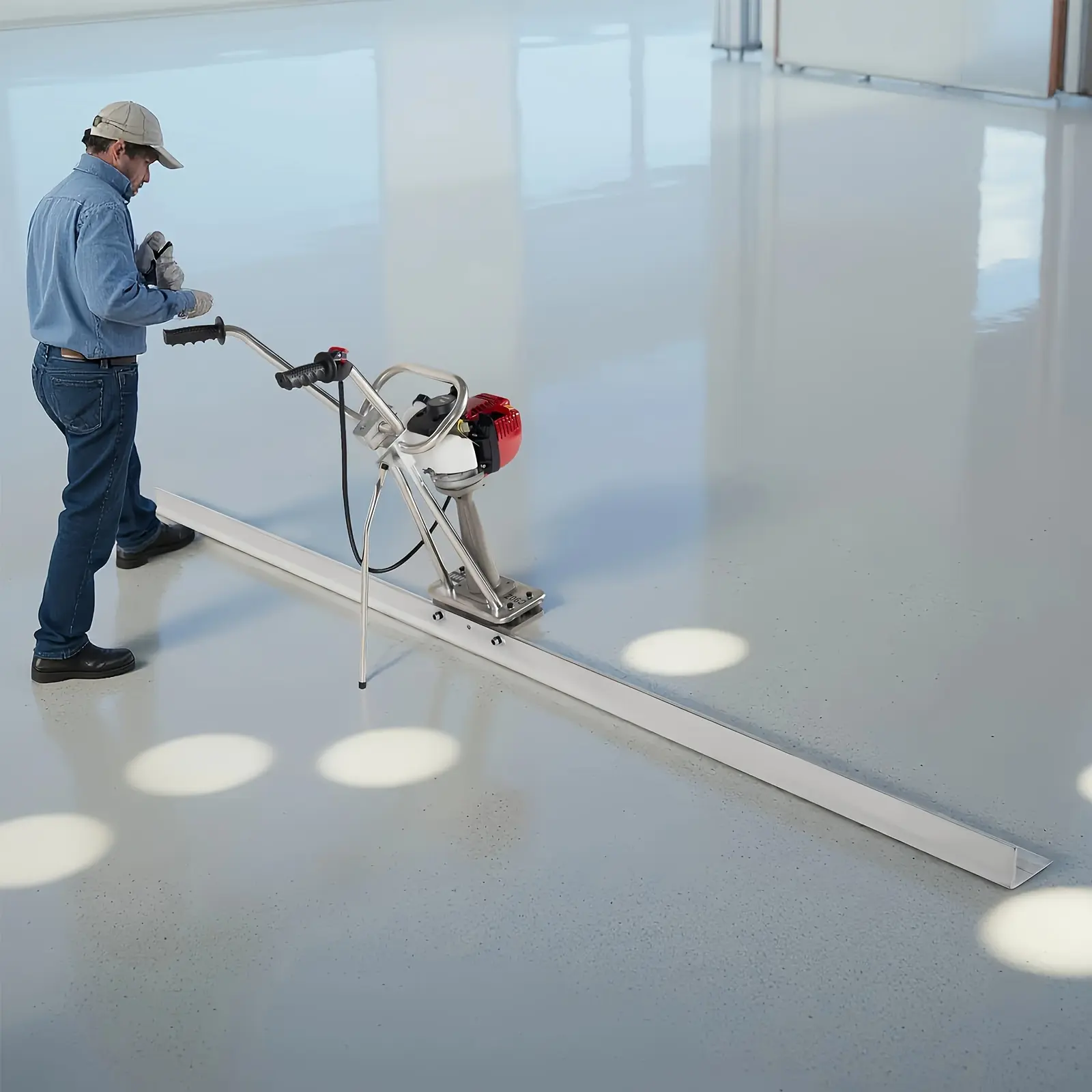1.4HP Concrete Power Screed with 10ft Aluminum Boards | Vibrating Screed Concrete Tool 8000RPM with Adjustable Armrests and Brackets for Construction, Non-Electric Operation