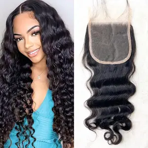 [We Heart Hair] 4x4 Lace Closure Loose Deep Wave Swiss Lace Pre Plucked 100% Human Hair Closure