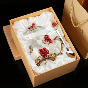 1pc Elegant Violet Enamel Crystal Tea Cup with Golden Handle - Heat-Resistant Glass Coffee Mug Featuring Butterfly & Floral Design, Includes Spoon & Embellishments - Perfect for Juice, Milk, Breakfast at Home or Office - Ideal Christmas, Th