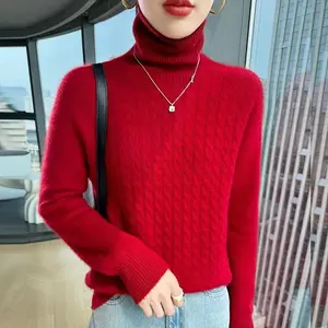 First line ready to wear Fried Dough Twists 100 cardigan women's thickened high neck sweater knitting base coat cashmere sweater in autumn and winter 2025
