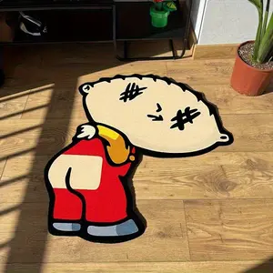 Creative Fun Design Bedroom Carpet, Soft Comfortable Living Room Rug, Easy Care Sofa Coffee Table Mat, Cartoon Pattern Rug