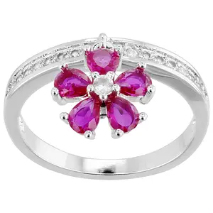 JTV Lab Created Ruby Rhodium Over Sterling Silver Ring 1.16ctw