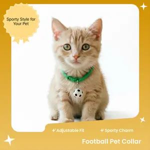 Adjustable Pet Collar with Football Pendant, Cute Football Design Pet Collar, Equipped with A Safety Buckle, Suitable As A Pet Accessory For Small Dogs & Cats toys outdoorfun