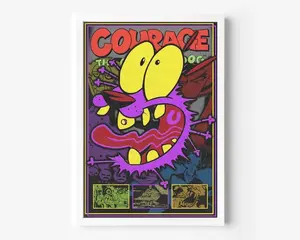 Courage The Cowardly Dog Poster Print, Courage Wall Art, Cartoon Network Art, Horror Decor.