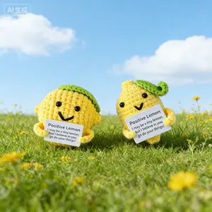 1pc Woolen knitted fruit figurine keychain pendant, whimsical woolen doll finished product, plush lemon