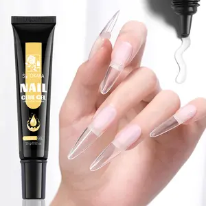 Solid Nail Glue Gel, 15g Soft Gel Nail Tips Glue Gel Super Strong Solid Gel Soak Off for Acrylic Nails Extension Fake Nails Press On Nails U V Lamp Curing Needed